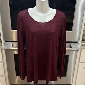 Uniqlo | Tops | Uniqlo Maroon Patterned Long Sleeve Top | Poshmark